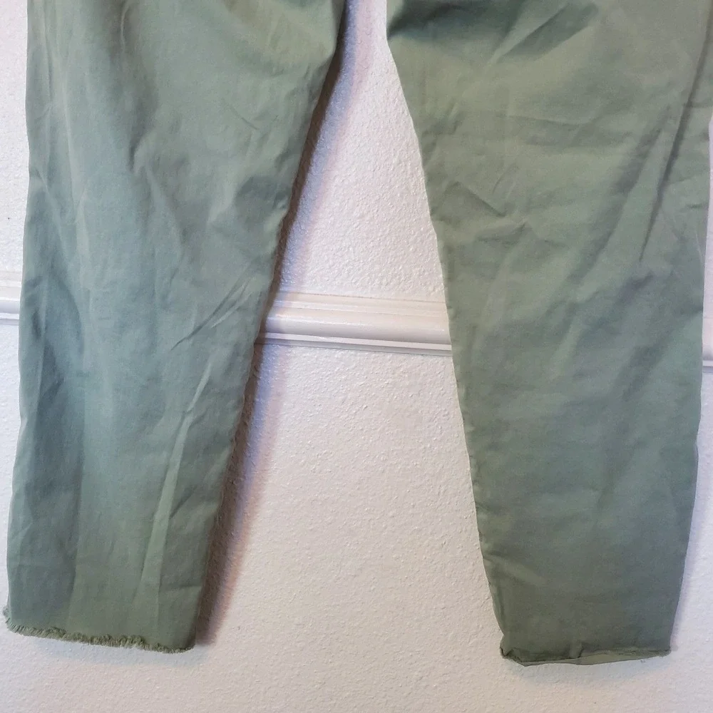 Frank & Eileen Wicklow Italian Cotton Chino Pants Green Size 6 Cropped Raw Hem - Picture 13 of 16